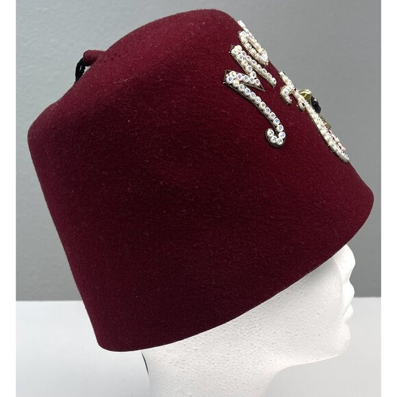 MOSLAH Shriners SIZE 7 Harry M. Osers Felt Rhinestone Jeweled FEZ Cap Hat Tassel - Picture 2 of 13